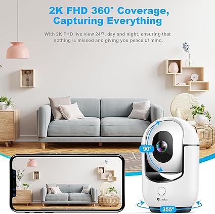 2K Pan/Tilt Security Camera, WiFi Indoor Camera for Home Security with AI Motion Detection, Baby/Pet Camera with Phone App, Color Night Vision, 2-Way Audio, 24/7, Siren, TF/Cloud Storage - Image 2