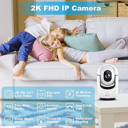 2K Pan/Tilt Security Camera, WiFi Indoor Camera for Home Security with AI Motion Detection, Baby/Pet Camera with Phone App, Color Night Vision, 2-Way Audio, 24/7, Siren, TF/Cloud Storage - Image 3